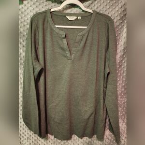 Candace Cameron Bure 2X Green Mandarin Collar Blouse